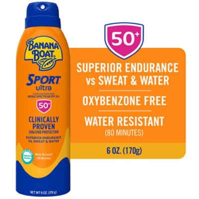 Banana Boat Sport Performance Broad Spectrum SPF 50 Clear Sunscreen Spray - 6 Oz