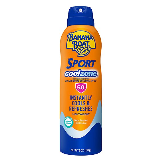 Banana Boat Sport Cool Zone Broad Spectrum SPF 50 Clear Sunscreen Spray - 6 Oz