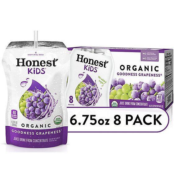 Honest Kids Juice Drink Organic Goodness Grapeness - 8-6.75 Fl. Oz.