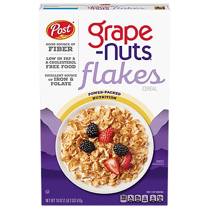 Post Grape-Nuts Flakes Low Fat Fiber Kosher Breakfast Cereal - 18 Oz - Image 1
