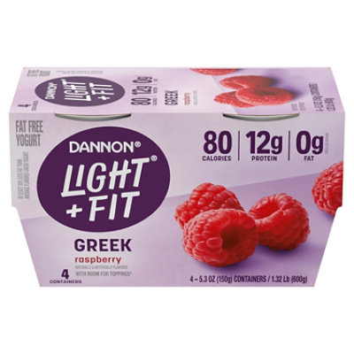 Light + Fit Nonfat Gluten-Free Raspberry Greek Yogurt Multipack - 4-5.3 Oz - Image 1