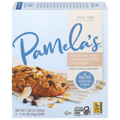 Pamelas Whenever Bars Oat Chocolate Chip Coconut Gluten Free - 5-1.41 Oz