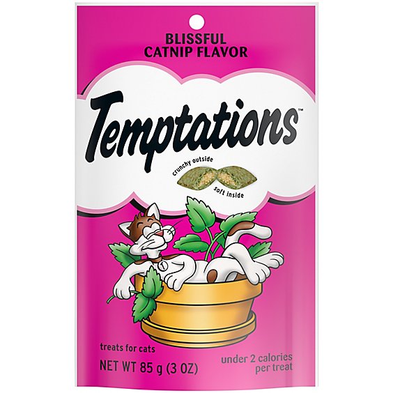 Temptations Classic Crunchy And Soft Blissful Catnip Flavor Cat Treats Pouch - 3 Oz