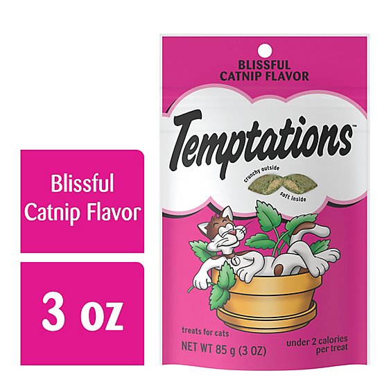 Temptations Classic Crunchy And Soft Blissful Catnip Flavor Cat Treats Pouch - 3 Oz