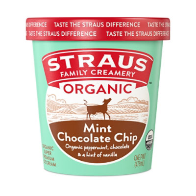 Straus Family Creamery Mint Chocolate Chip Ice Cream - 1 Pint - Tom Thumb