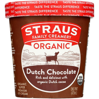 Straus Family Creamery Dutch Chocolate Ice Cream Organic - 1 Pint - Image 1