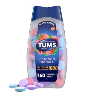 Tums Antacid Tablets Chewable Ultra Strength 1000 Assorted Berries - 160 Count