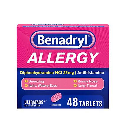 Benadryl Allergy Tablets 25mg Ultratabs - 48 Count - Image 2