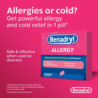 Benadryl Allergy Tablets 25mg Ultratabs - 48 Count - Image 3