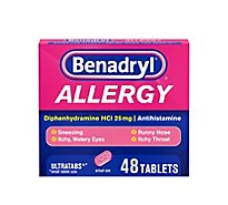 Benadryl Allergy Tablets 25mg Ultratabs - 48 Count