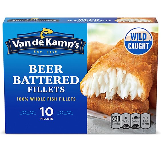 Van de Kamp's 100 % Real Beer Battered Frozen Whole Fish Fillets  -10-19.1 Oz