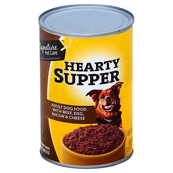 Signature Pet Care Dog Food Hearty Supper Adult With Beef Egg Bacon & Cheese Can - 22 Oz