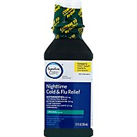 Signature Care Cold & Flu Relief Nighttime Acetaminophen 650mg Original - 12 Fl. Oz. - Image 2