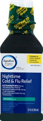 Signature Select/Care Cold & Flu Relief Nighttime Acetaminophen 650mg Original - 12 Fl. Oz. - Image 2