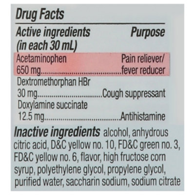 Signature Select/Care Cold & Flu Relief Nighttime Acetaminophen 650mg Original - 12 Fl. Oz. - Image 3