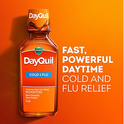 Vicks DayQuil Cold & Flu Medicine Powerful Relief Liquid - 12 Fl. Oz. - Image 2