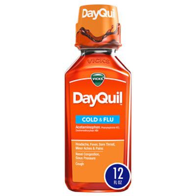 Vicks DayQuil Cold & Flu Medicine Powerful Relief Liquid - 12 Fl. Oz. - Image 1