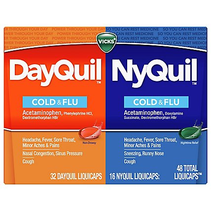 Vicks DayQuil NyQuil Combo Cold & Flu Medicine Liquicaps - 48 Count - Image 2
