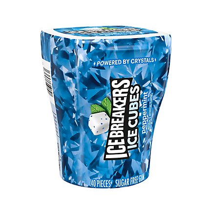 ICE BREAKERS Ice Cubes Peppermint Flavored Sugar Free Chewing Gum Bottle 40 Count - 3.24 Oz - Image 1