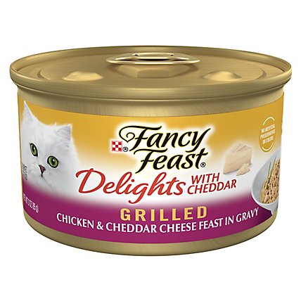 Fancy Feast Cat Food Wet Delights With Cheddar Grilled Chicken & Cheddar Cheese - 3 Oz - Image 1