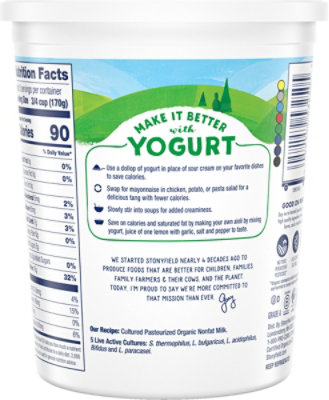 Stonyfield Organic Greek Nonfat Yogurt Plain - 32 Oz - Image 6