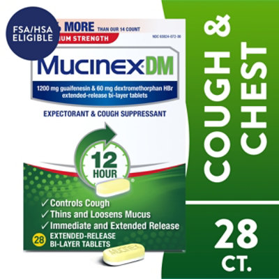 Mucinex DM Expectorant & Cough Suppressant Maximum Strength 12 Hours Relief Tablets - 28 Count - Image 1