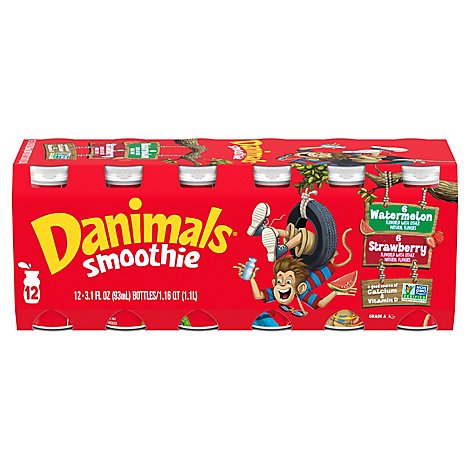 Danimals Strawberry Explosion & Wild Watermelon Smoothies Variety Pack - 12-3.1 Fl. Oz.