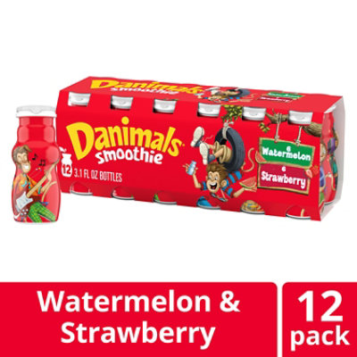 Danimals Smoothies Strawberry Explosion & Wild Watermelon Variety Pack - 12-3.1 Fl. Oz.