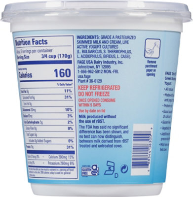 FAGE Total 5% Milkfat Plain Greek Yogurt - 32 Oz - Image 6