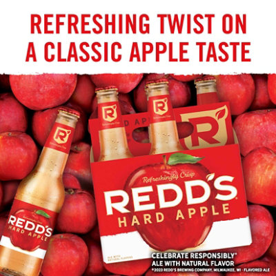 Redds Hard Apple Apple Ale Beer 5% ABV Bottles - 6-12 Fl. Oz. - Image 3