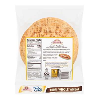 Arnold 100% Whole Wheat Pita Pocket Thins - 11.75 Oz - Image 6