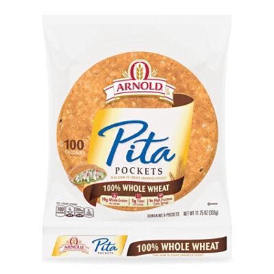 Arnold 100% Whole Wheat Pita Pocket Thins - 11.75 Oz