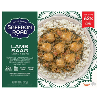 Saffron Road Lamb Saag Gluten Free Indian Frozen Meal - 10 Oz