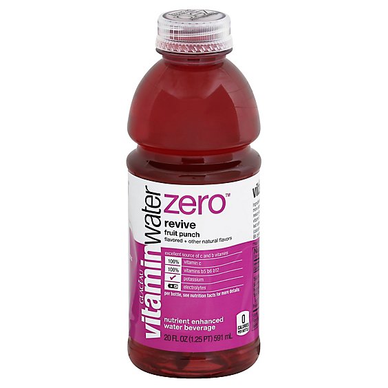 vitaminwater Zero Water Beverage Nutrient Enhanced Revive Fruit Punch - 20 Fl. Oz.