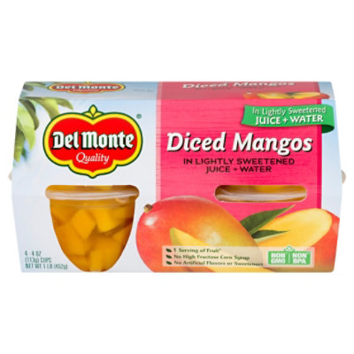 Del Monte Mangos Diced in Lightly Sweetened Juice + Water Cups - 4-4 Oz - Image 3