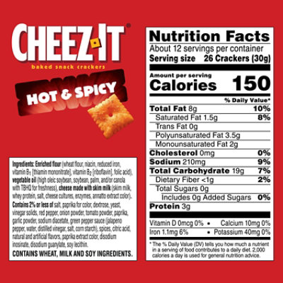 Cheez-It Cheese Crackers Baked Snack Hot and Spicy - 12.4 Oz - Image 3