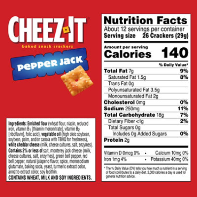 Cheez-It Cheese Crackers Pepper Jack Baked Snack Crackers - 12.4 Oz - Image 3