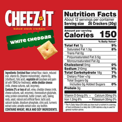 Cheez-It Baked Snack Cheese Crackers White Cheddar - 12.4 Oz - Image 2