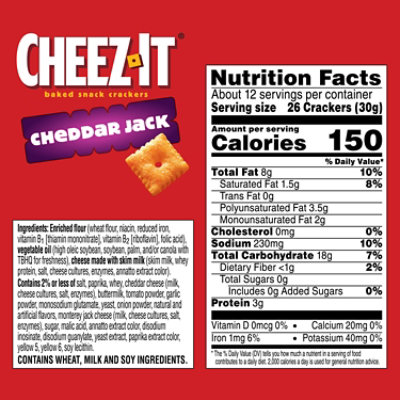 Cheez-It Cheese Crackers Baked Snack Cheddar Jack - 12.4 Oz - Image 3