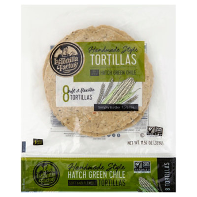 La Tortilla Factory Tortillas Corn Hand Made Style Green Chile Bag 8 Count - 11.57 Oz - Image 1