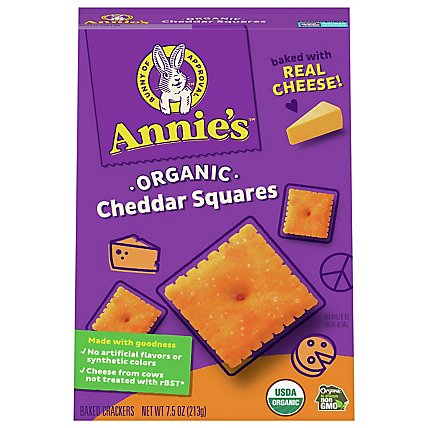Annies Homegrown Crackers Organic Baked Snack Cheddar Squares  - 7.5 Oz - Image 3