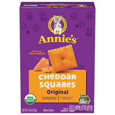 Annies Homegrown Crackers Organic Baked Snack Cheddar Squares  - 7.5 Oz - Image 1