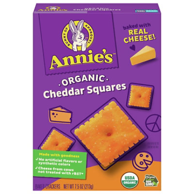 Annies Homegrown Crackers Organic Baked Snack Cheddar Squares  - 7.5 Oz