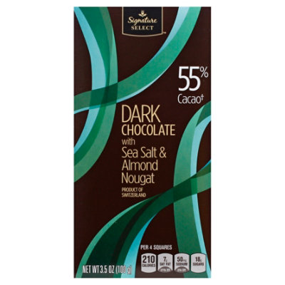 Signature Select Candy Dark Chocolate with Sea Salt & Almond Nougat 55% Cacao - 3.5 Oz - Image 1