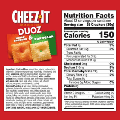 Cheez-It DUOZ Cheese Crackers Baked Snack Cheddar and Parmesan - 12.4 Oz - Image 3