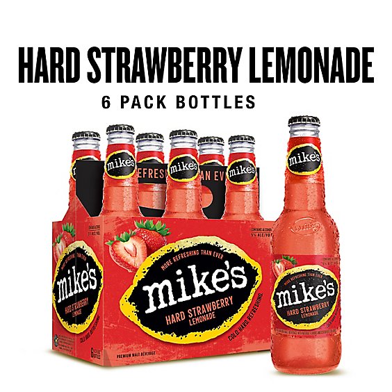 Mikes Hard Beverage Cool Hard Refreshing Lemonade Strawberry Bottle - 6-11.2 Fl. Oz.