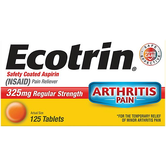 Ecotrin Aspirin Safety Coated Regular Strength 325mg Tablets - 125 Count