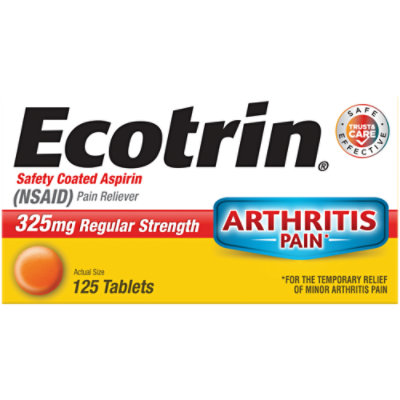 Ecotrin Aspirin Safety Coated Regular Strength 325mg Tablets - 125 Count