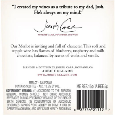 Josh Cellars Merlot - 750 Ml - Image 8