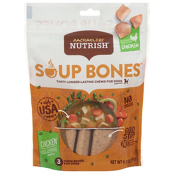 Rachael Ray Nutrish Chew Bones for Dogs Chicken and Veggies Flavor 3 Count - 6.3 Oz